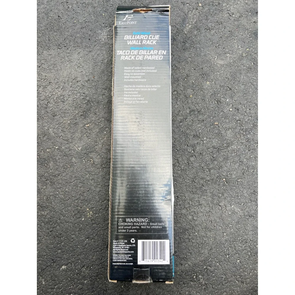 EastPoint Solid Wood Billiard Cue Wall Rack 6‎ Cue Capacity New in Box